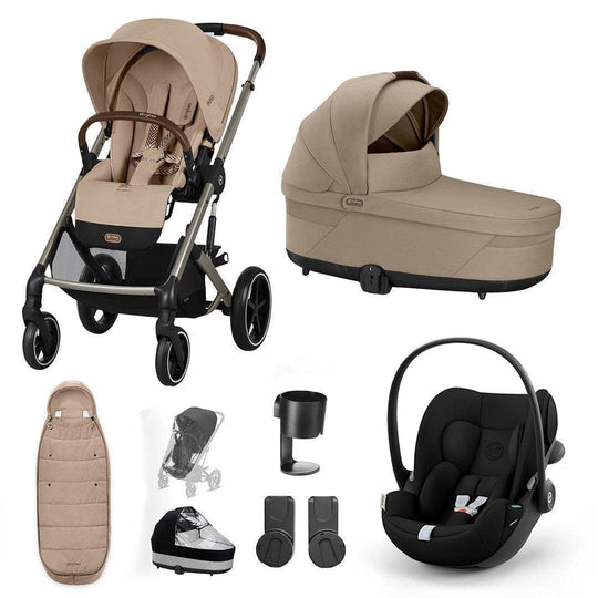 CYBEX Balios S Lux + Cloud G3 Travel System-Travel Systems-Almond Beige/Black-Footmuff | Natural Baby Shower