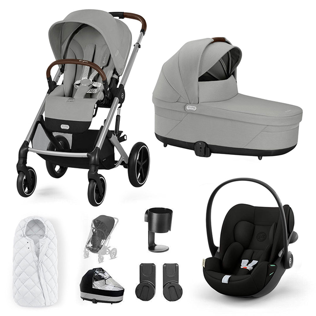 CYBEX Balios S Lux + Cloud G3 Travel System-Travel Systems-Stone Grey-SNOGGA Footmuff | Natural Baby Shower