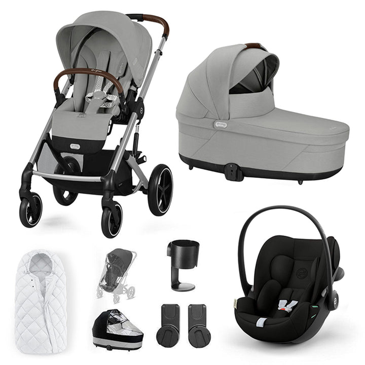 CYBEX Balios S Lux + Cloud G3 Travel System-Travel Systems-Stone Grey-SNOGGA Footmuff | Natural Baby Shower