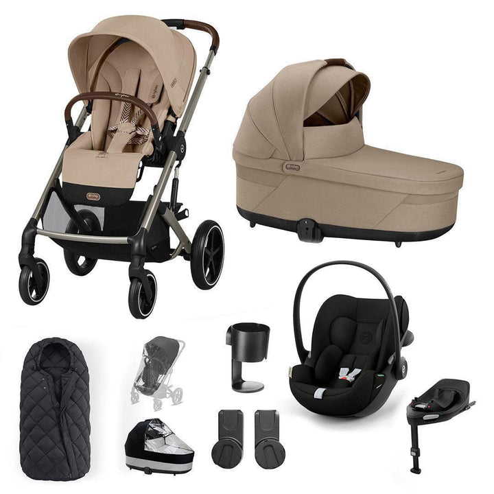 CYBEX Balios S Lux + Cloud G3 Travel System-Travel Systems-Almond Beige/Black-SNOGGA Footmuff | Natural Baby Shower