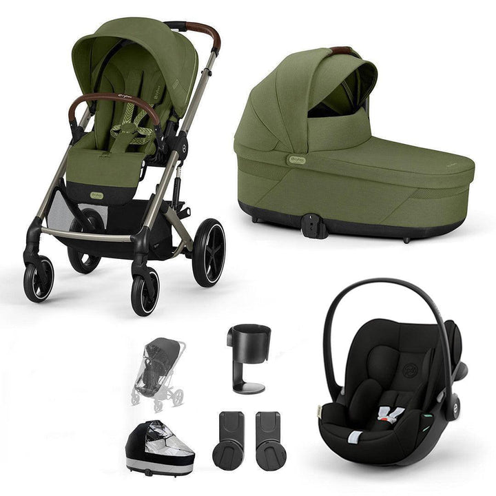 CYBEX Balios S Lux + Cloud G3 Travel System-Travel Systems-Moss Green-No Footmuff | Natural Baby Shower