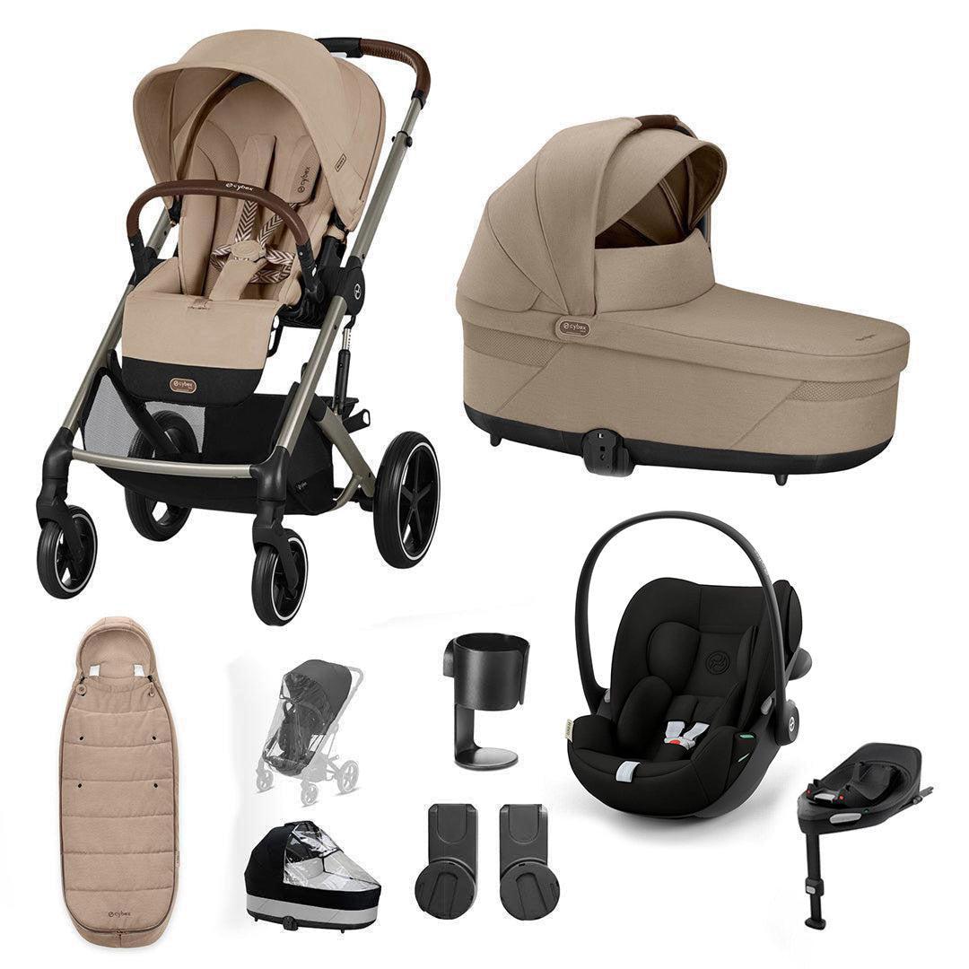 CYBEX Balios S Lux + Cloud G3 Travel System-Travel Systems-Almond Beige/Black-Footmuff | Natural Baby Shower