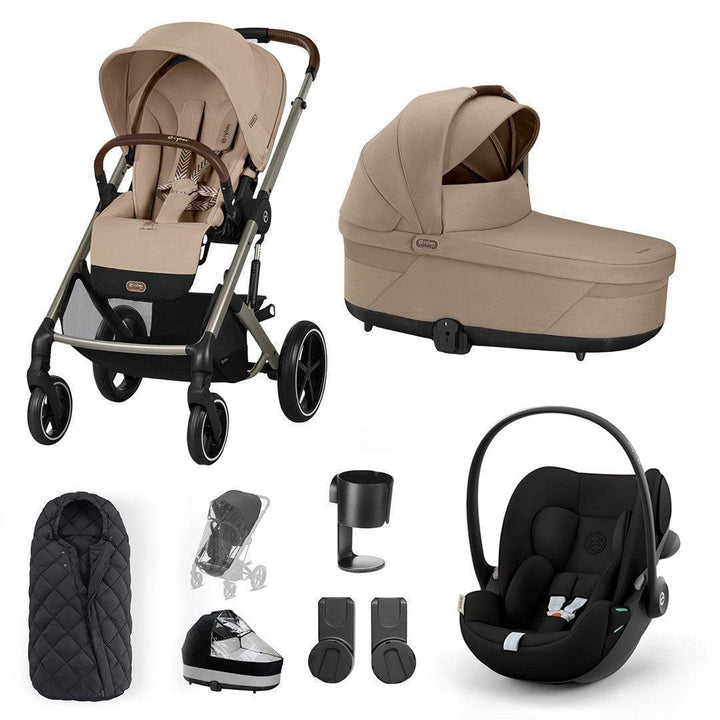 CYBEX Balios S Lux + Cloud G3 Travel System-Travel Systems-Almond Beige/Black-SNOGGA Footmuff | Natural Baby Shower
