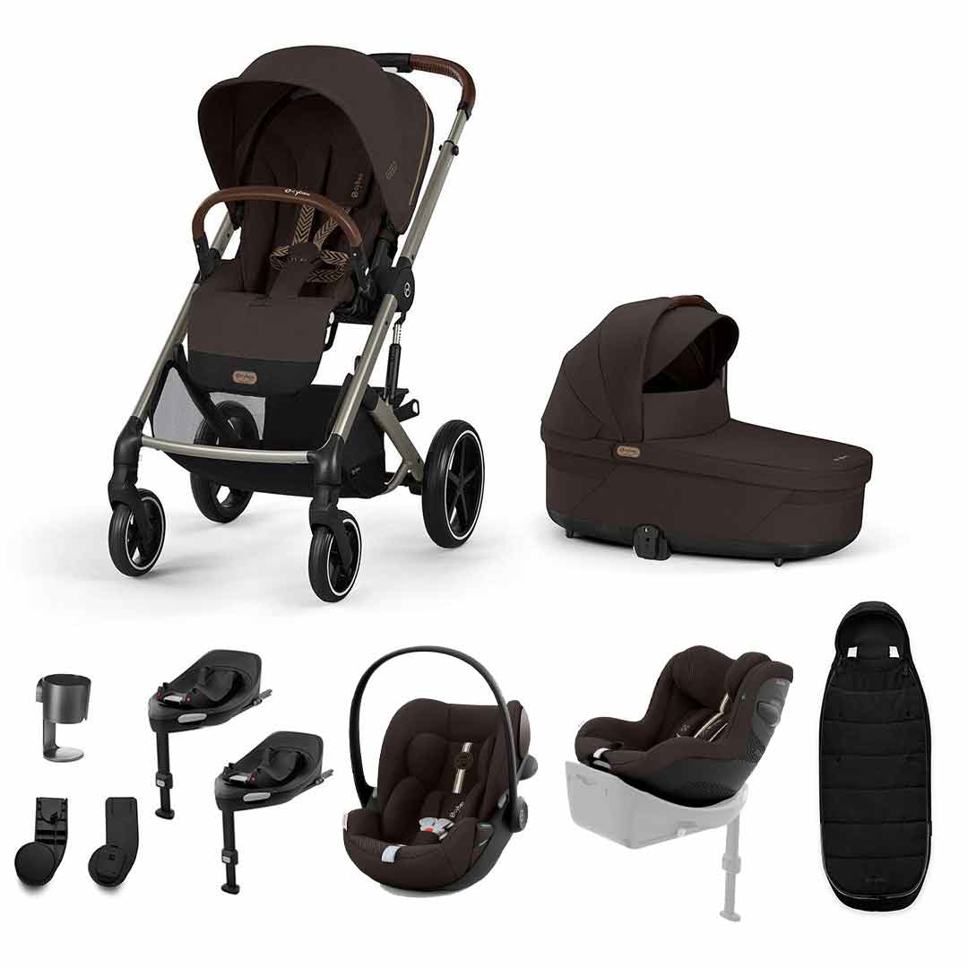 CYBEX Balios S Lux Newborn to Toddler Ultimate Bundle-Travel Systems-Chocolate Brown-2 X Base G | Natural Baby Shower