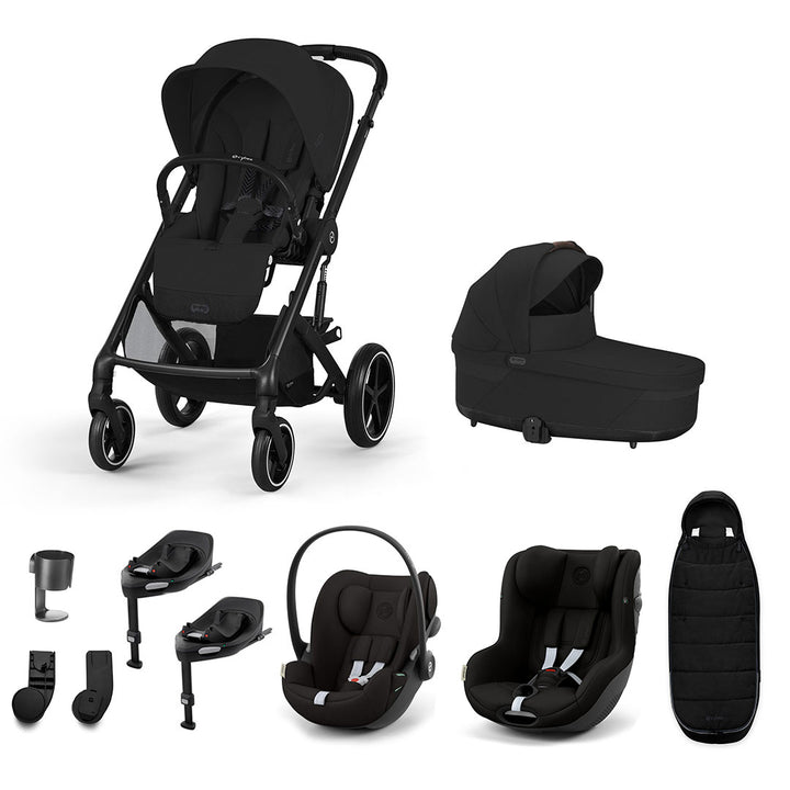 CYBEX Balios S Lux Newborn to Toddler Ultimate Bundle-Travel Systems-Moon Black-2 X Base G | Natural Baby Shower