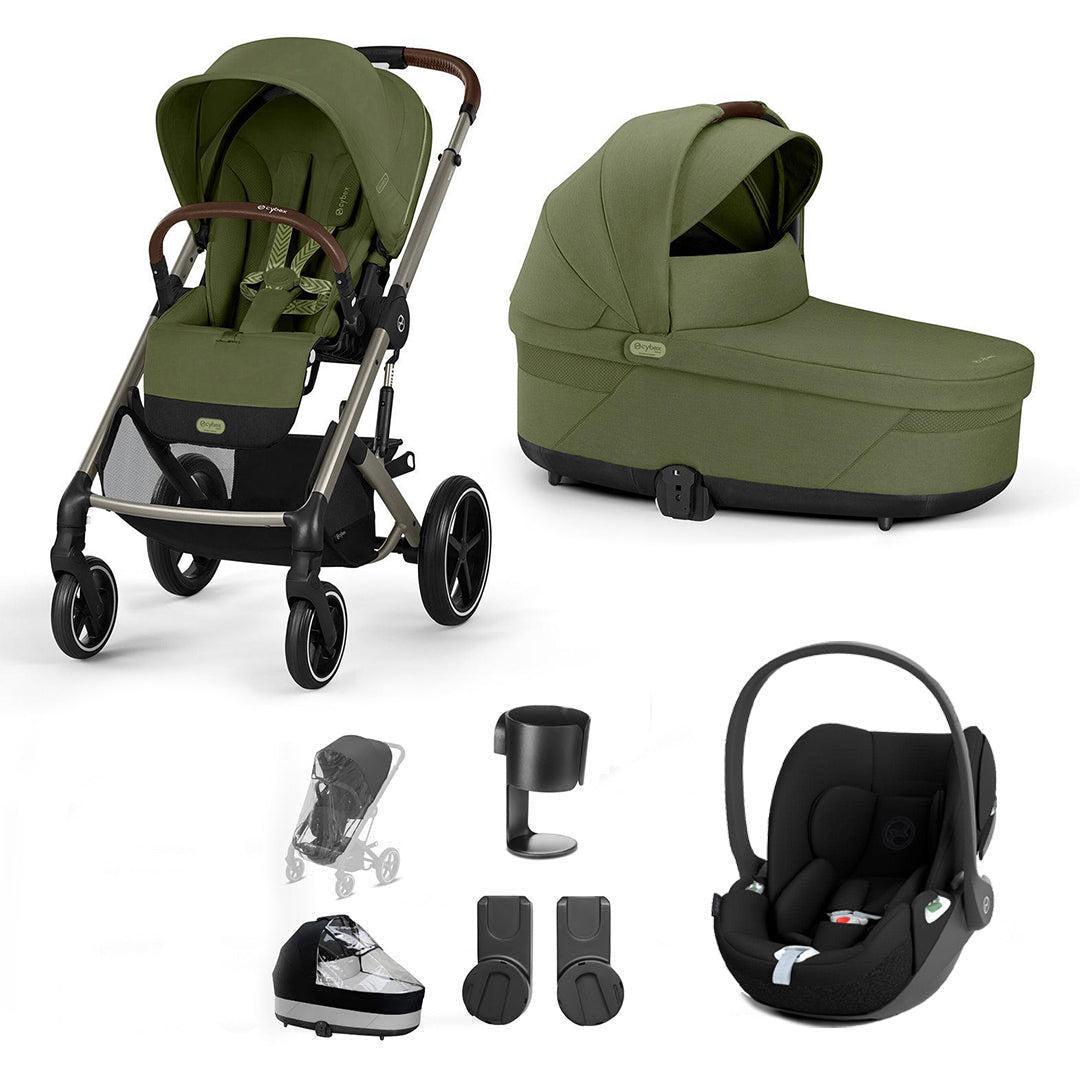 CYBEX Balios S Lux + Cloud T Travel System-Travel Systems-Moss Green-No Base | Natural Baby Shower