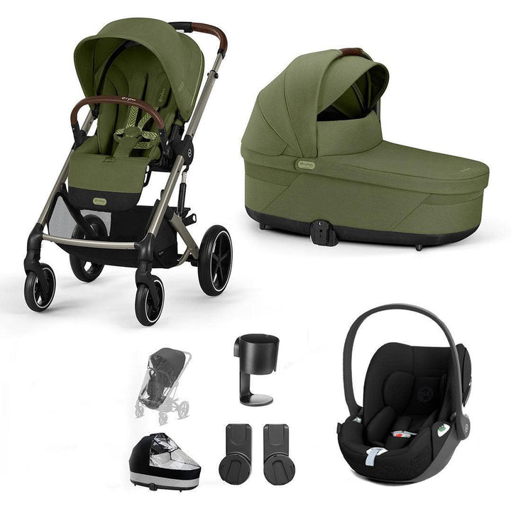 CYBEX Balios S Lux + Cloud T Travel System-Travel Systems-Moss Green-No Base | Natural Baby Shower