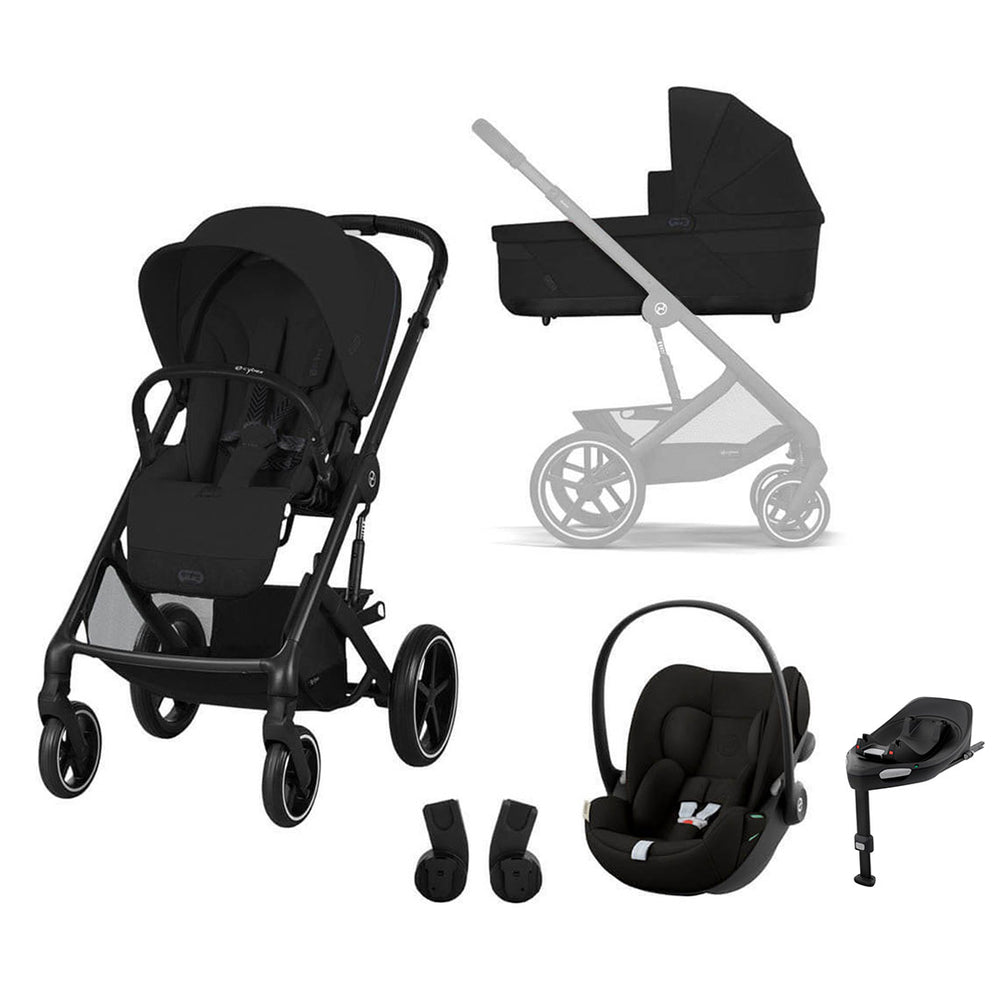 CYBEX Balios S Lux Comfort Travel System with Cloud G - Moon Black-Travel Systems-Moon Black-Without Base | Natural Baby Shower