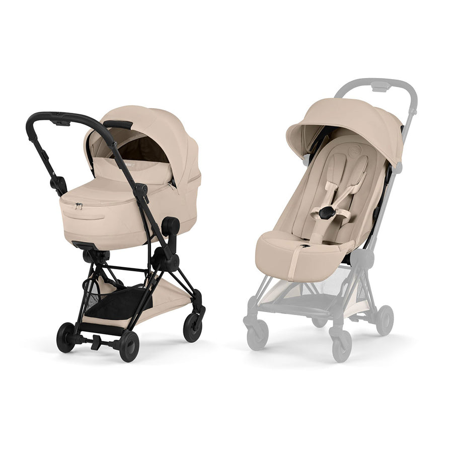 CYBEX Coya Comfort Compact Stroller & Carrycot - Cozy Beige/Black-Strollers-Cozy Beige/Black- | Natural Baby Shower