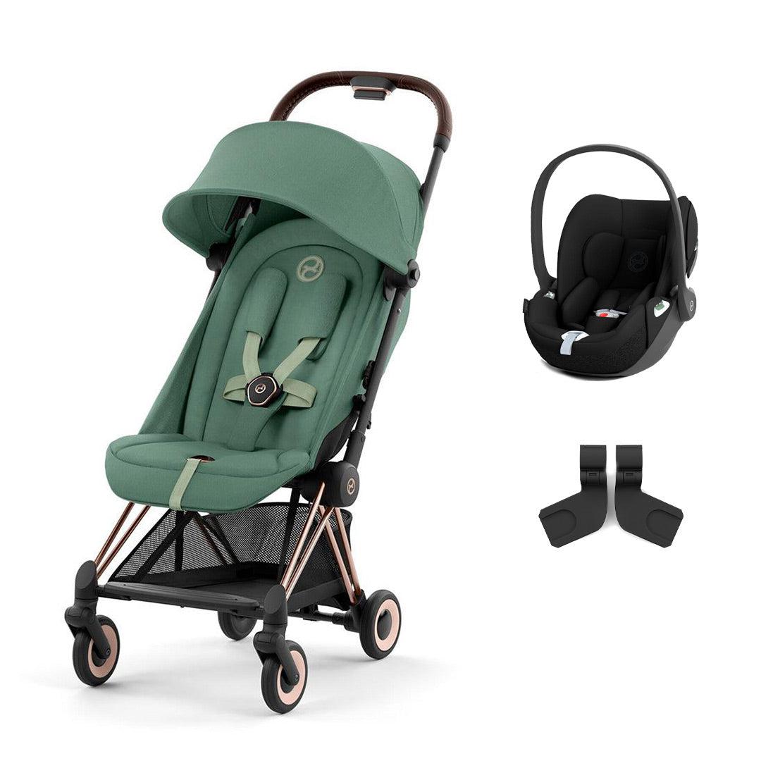 CYBEX Coya Compact Stroller + Cloud T Travel System - Leaf Green-Travel Systems-No Base-Matt Black | Natural Baby Shower