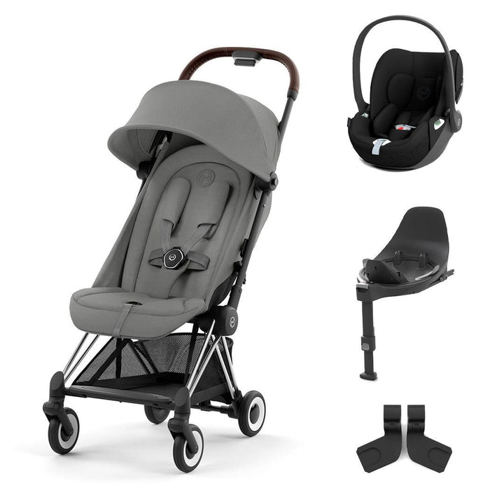 CYBEX Coya Compact Stroller + Cloud T Travel System - Mirage Grey-Travel Systems-Base T-Chrome Dark Brown | Natural Baby Shower
