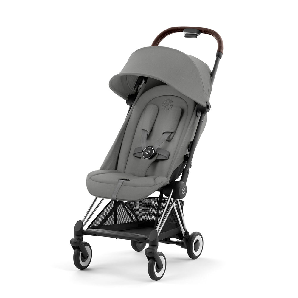 CYBEX Coya Compact Stroller + Cloud T Travel System - Mirage Grey-Travel Systems-No Base-Chrome Dark Brown | Natural Baby Shower