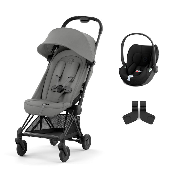 CYBEX Coya Compact Stroller + Cloud T Travel System - Mirage Grey-Travel Systems-No Base-Matt Black | Natural Baby Shower