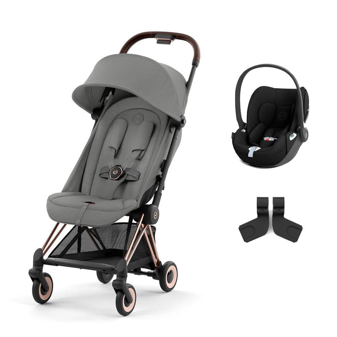 CYBEX Coya Compact Stroller + Cloud T Travel System - Mirage Grey-Travel Systems-No Base-Rose Gold | Natural Baby Shower