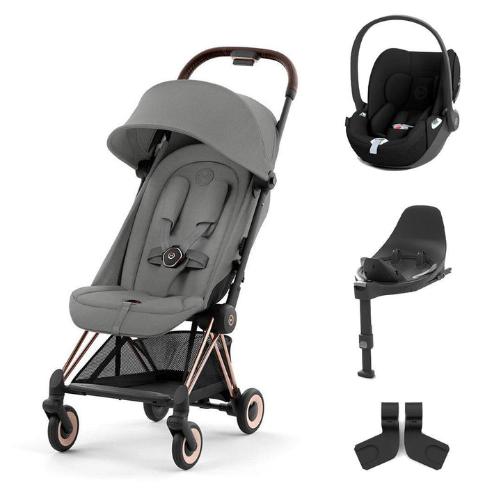 CYBEX Coya Compact Stroller + Cloud T Travel System - Mirage Grey-Travel Systems-Base T-Rose Gold | Natural Baby Shower