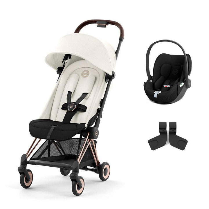 CYBEX Coya Compact Stroller + Cloud T Travel System - Off White-Travel Systems-No Base-Rose Gold | Natural Baby Shower
