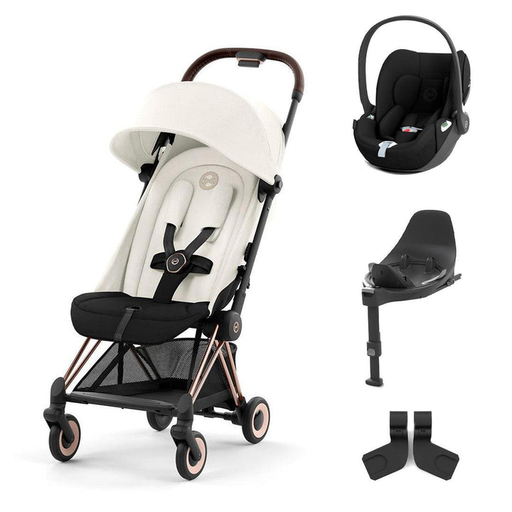 CYBEX Coya Compact Stroller + Cloud T Travel System - Off White-Travel Systems-Base T-Rose Gold | Natural Baby Shower