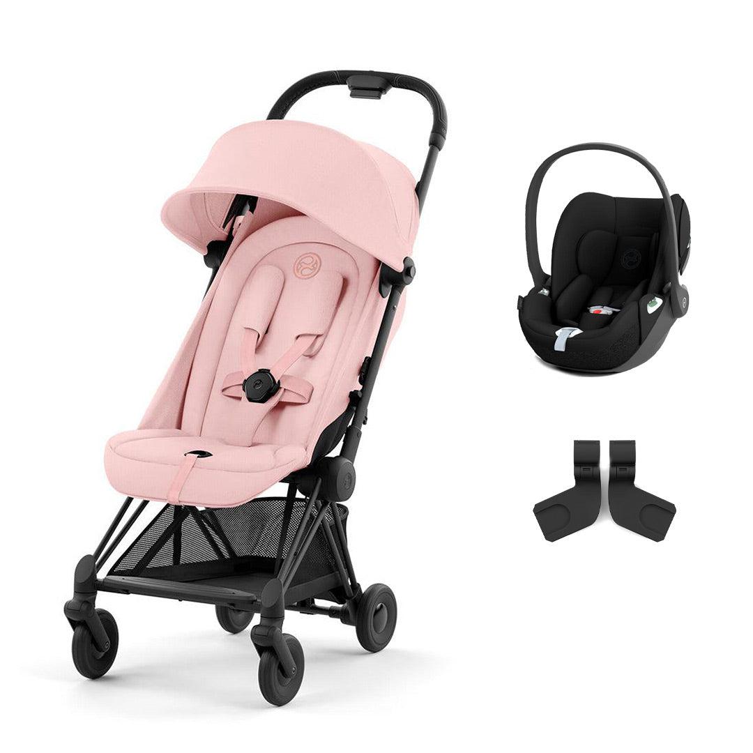 CYBEX Coya Compact Stroller + Cloud T Travel System - Peach Pink-Travel Systems-No Base-Matt Black | Natural Baby Shower