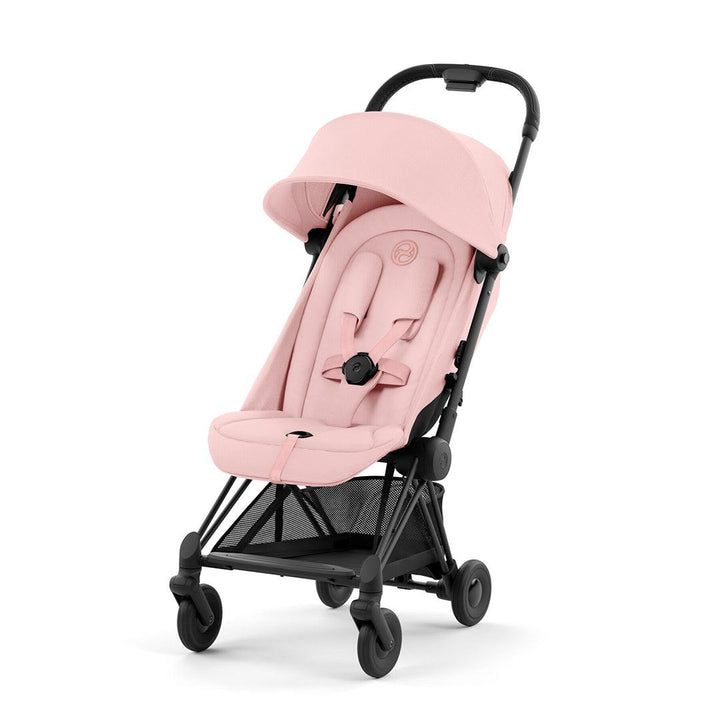 CYBEX Coya Compact Stroller + Cloud T Travel System - Peach Pink-Travel Systems-No Base-Matt Black | Natural Baby Shower