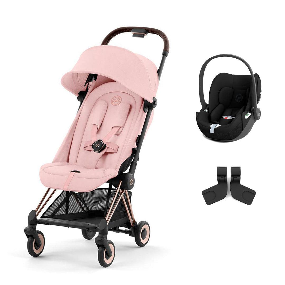CYBEX Coya Compact Stroller + Cloud T Travel System - Peach Pink-Travel Systems-No Base-Rose Gold | Natural Baby Shower