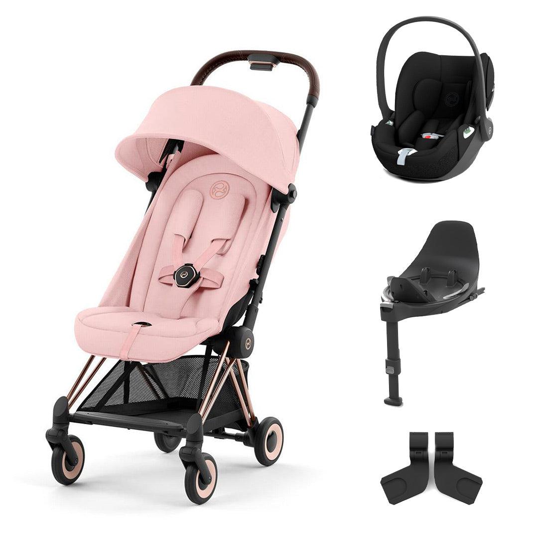 CYBEX Coya Compact Stroller + Cloud T Travel System - Peach Pink-Travel Systems-Base T-Rose Gold | Natural Baby Shower