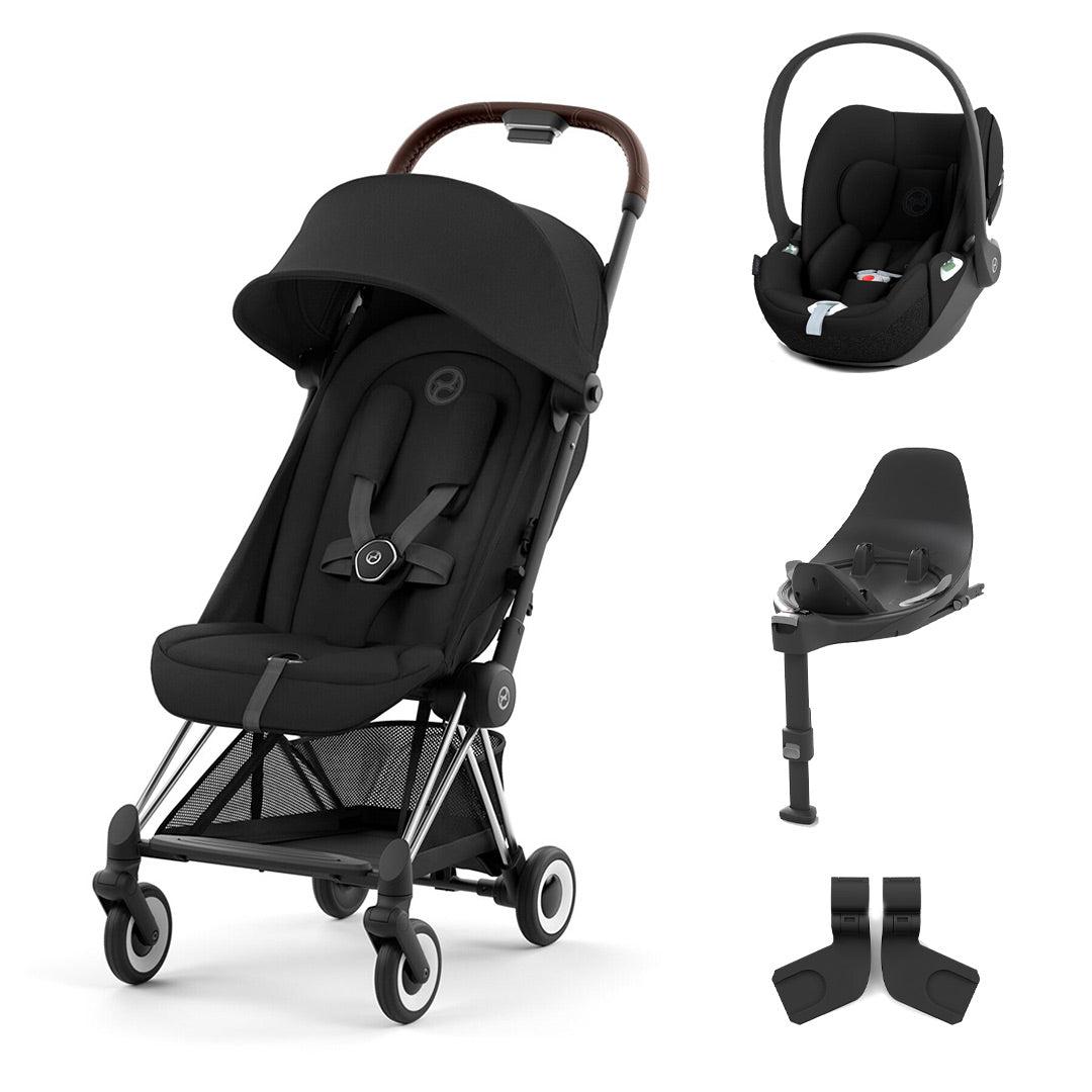 CYBEX Coya Compact Stroller + Cloud T Travel System - Sepia Black-Travel Systems-Base T-Chrome Dark Brown | Natural Baby Shower