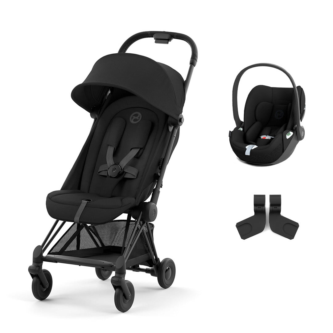 CYBEX Coya Compact Stroller + Cloud T Travel System - Sepia Black-Travel Systems-No Base-Matt Black | Natural Baby Shower