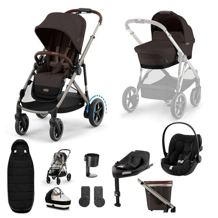 CYBEX e-Gazelle S + Cloud G Travel System-Travel Systems-Almond Beige-No Base | Natural Baby Shower