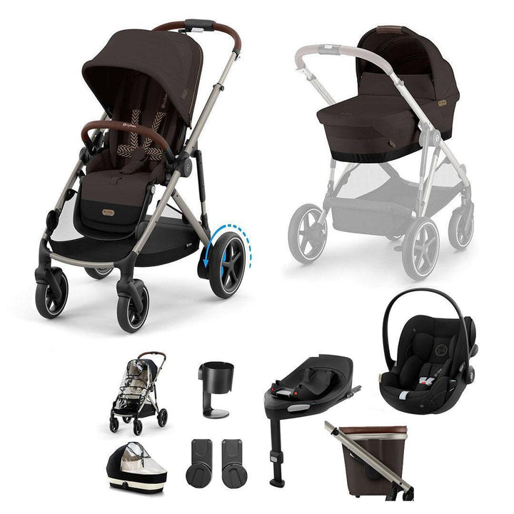 CYBEX e-Gazelle S + Cloud G Travel System-Travel Systems-Almond Beige-No Base | Natural Baby Shower