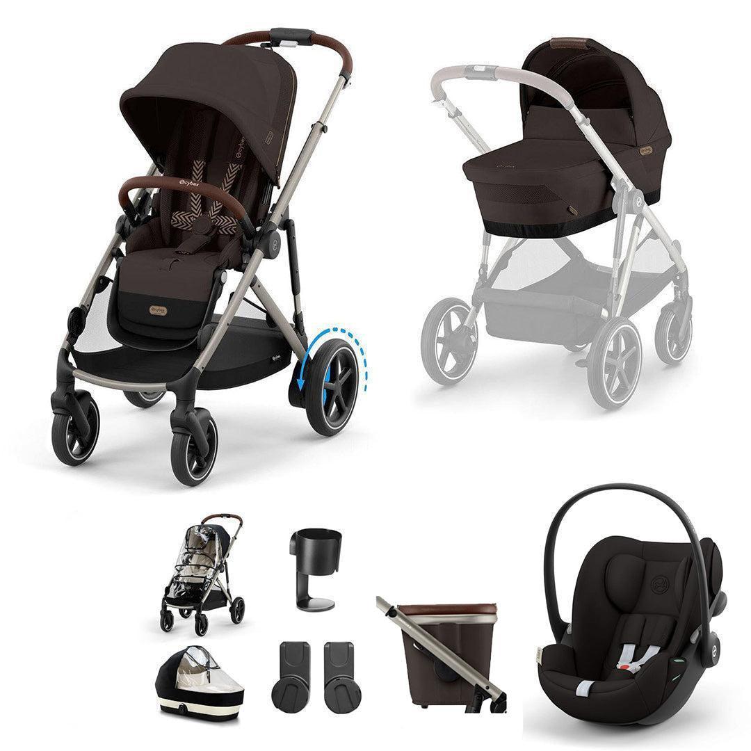 CYBEX e-Gazelle S + Cloud G Travel System-Travel Systems-Almond Beige-No Base | Natural Baby Shower