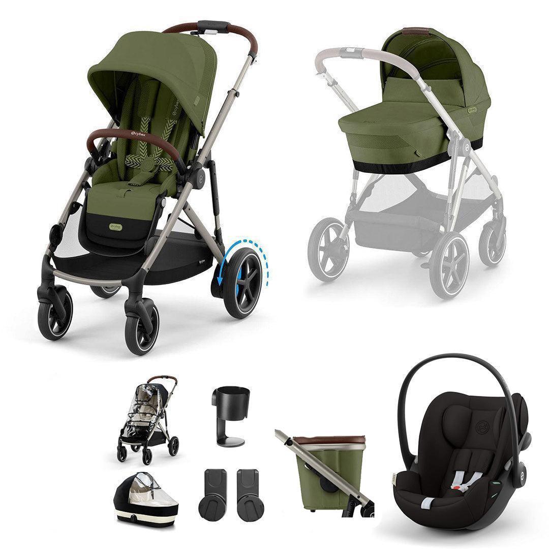 CYBEX e-Gazelle S + Cloud G Travel System-Travel Systems-Almond Beige-No Base | Natural Baby Shower