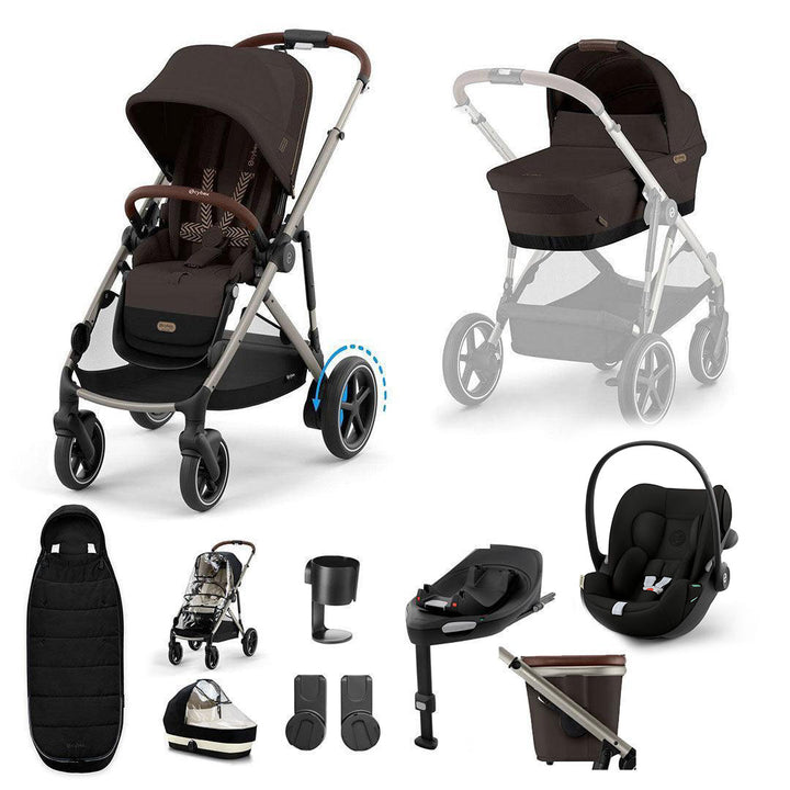 CYBEX e-Gazelle S + Cloud G3 Travel System-Travel Systems-Chocolate Brown-With Base | Natural Baby Shower