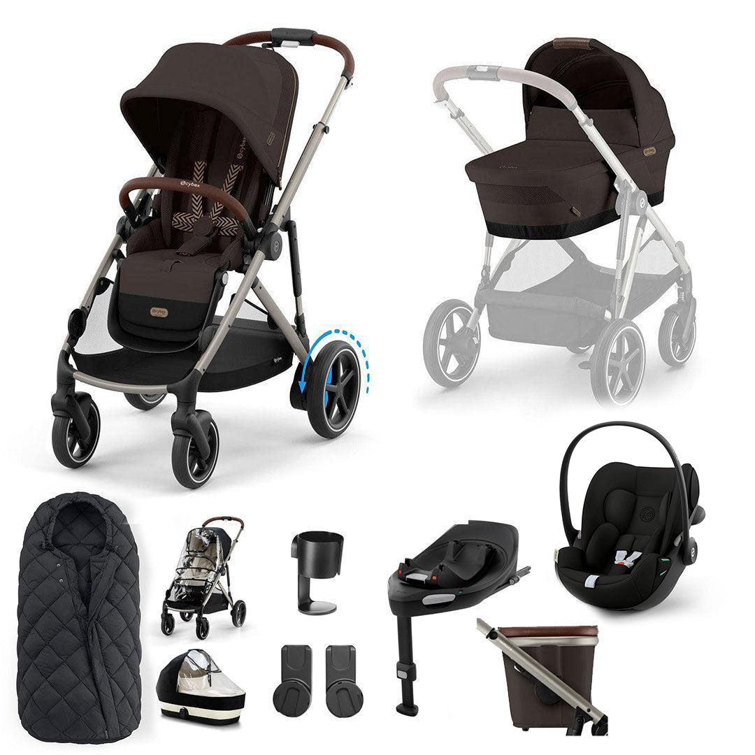 CYBEX e-Gazelle S + Cloud G3 Travel System-Travel Systems-Chocolate Brown-With Base | Natural Baby Shower