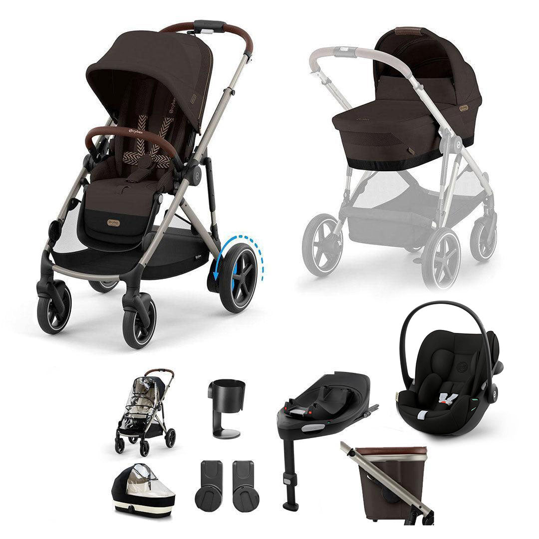 CYBEX e-Gazelle S + Cloud G3 Travel System-Travel Systems-Chocolate Brown-With Base | Natural Baby Shower