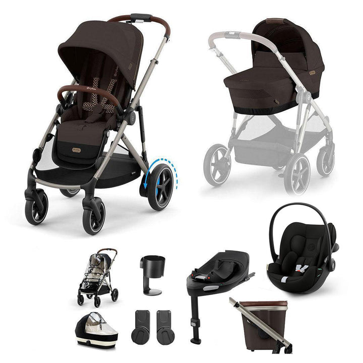 CYBEX e-Gazelle S + Cloud G3 Travel System-Travel Systems-Chocolate Brown-With Base | Natural Baby Shower