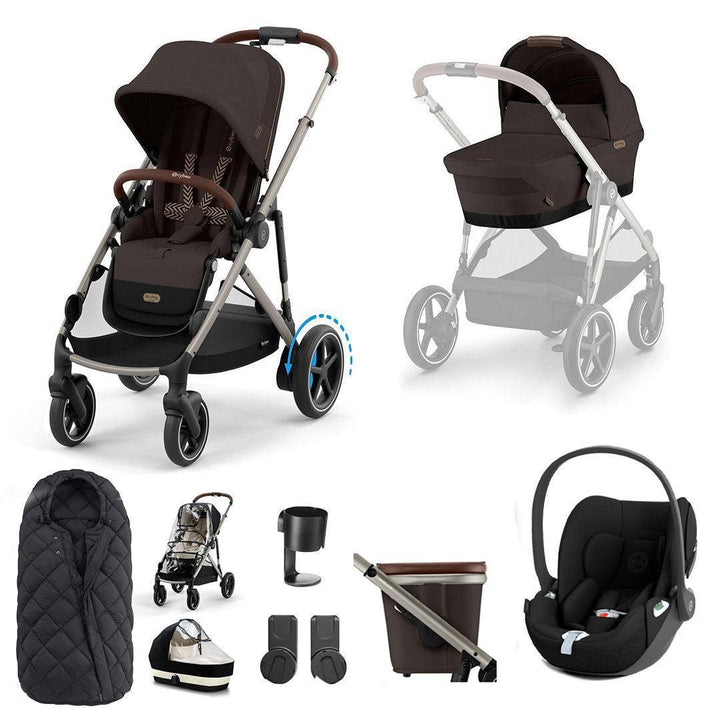 CYBEX e-Gazelle S + Cloud T Travel System-Travel Systems-Almond Beige-No Base | Natural Baby Shower