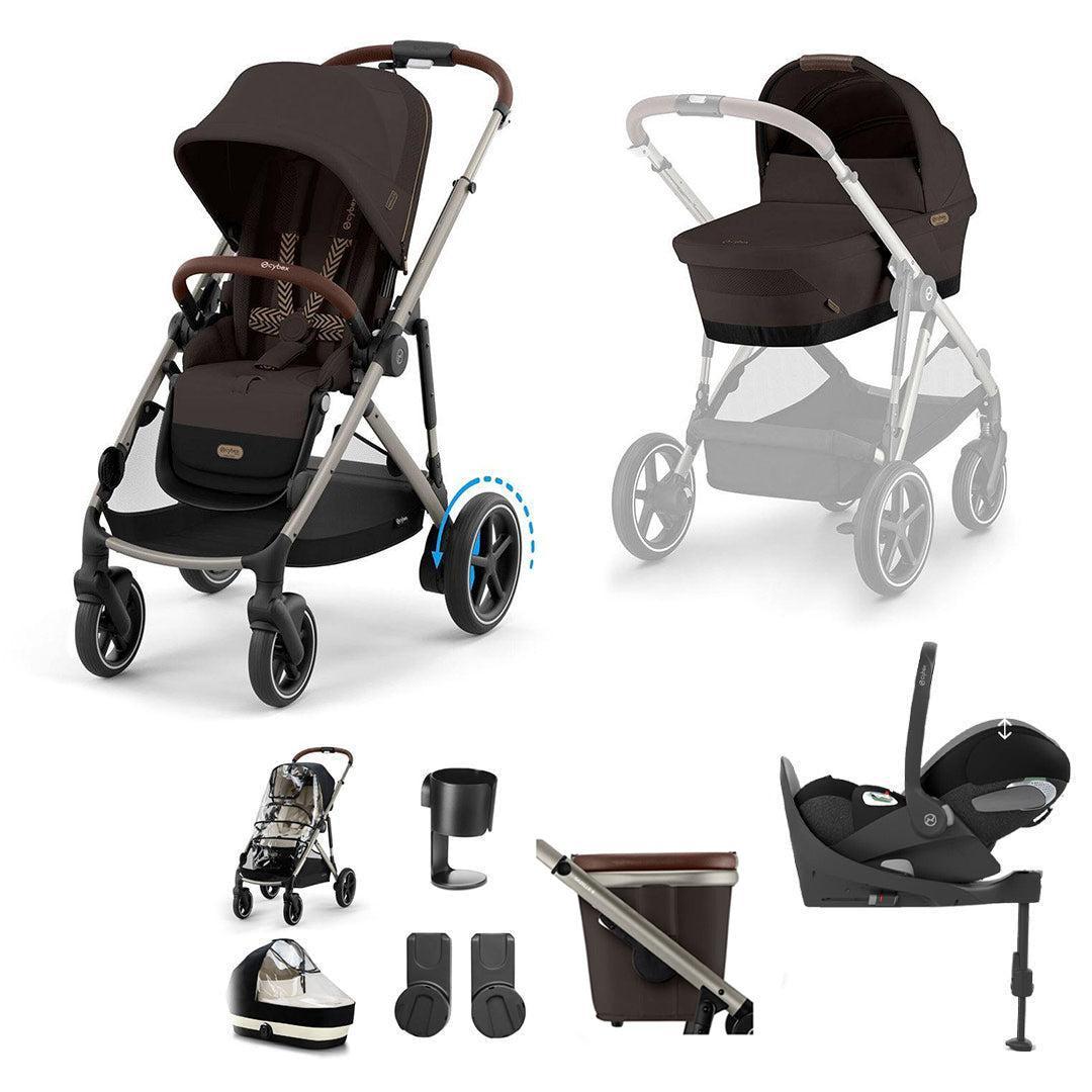 CYBEX e-Gazelle S + Cloud T Travel System-Travel Systems-Almond Beige-No Base | Natural Baby Shower