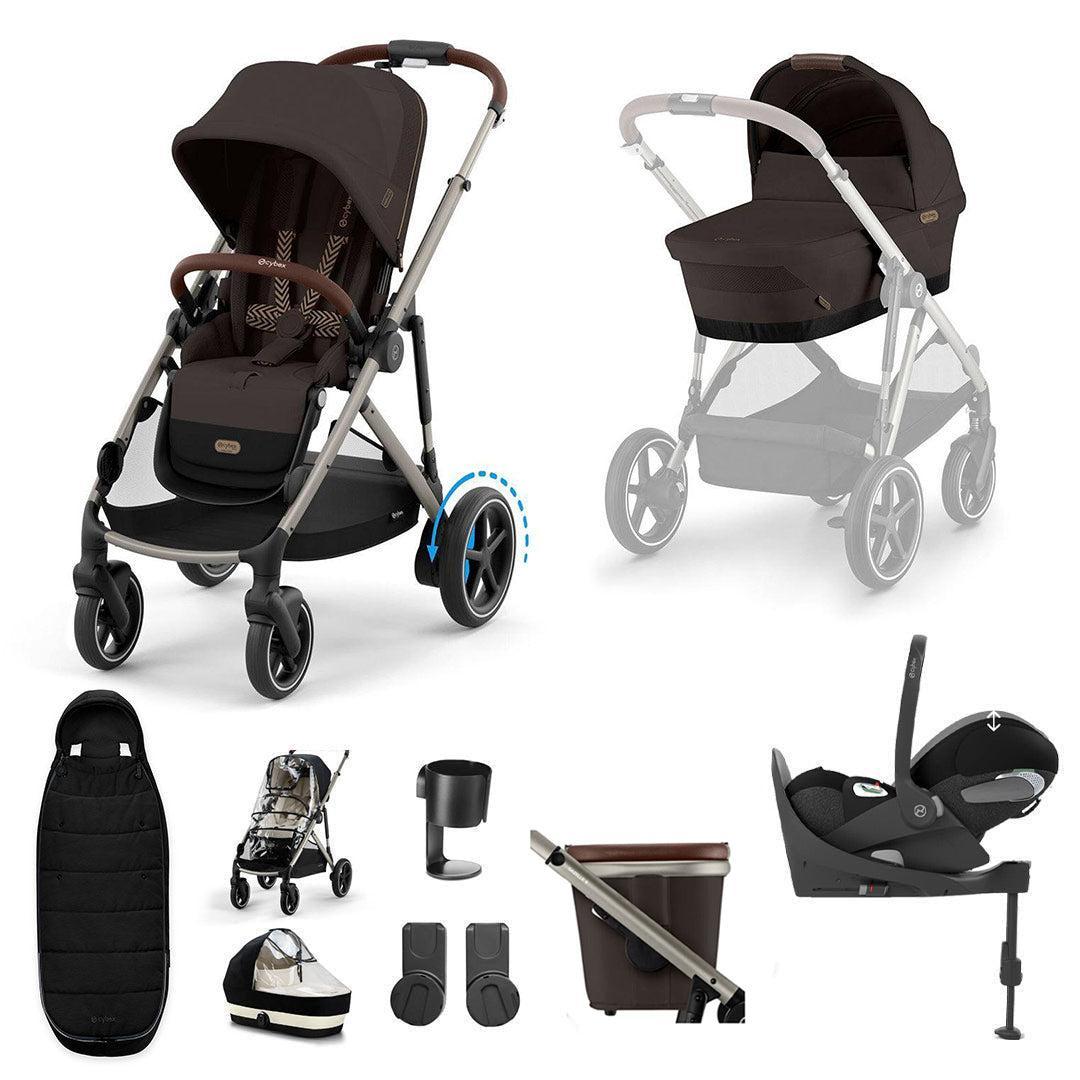 CYBEX e-Gazelle S + Cloud T Travel System-Travel Systems-Almond Beige-No Base | Natural Baby Shower