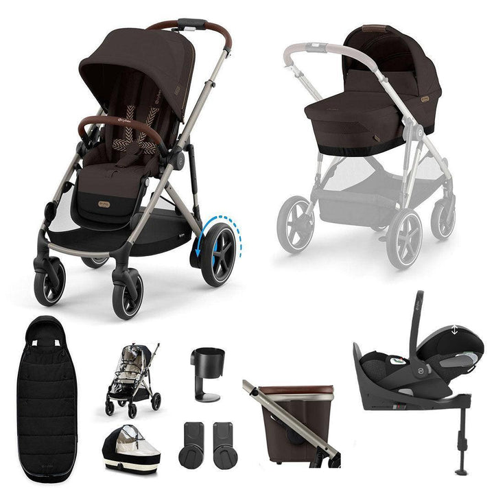 CYBEX e-Gazelle S + Cloud T Travel System-Travel Systems-Almond Beige-No Base | Natural Baby Shower