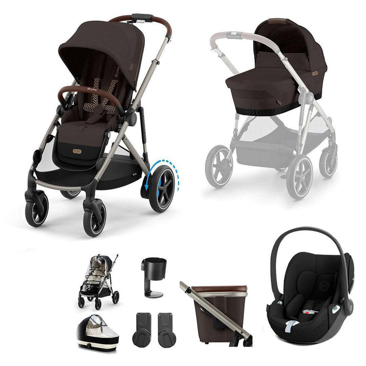CYBEX e-Gazelle S + Cloud T Travel System-Travel Systems-Almond Beige-No Base | Natural Baby Shower