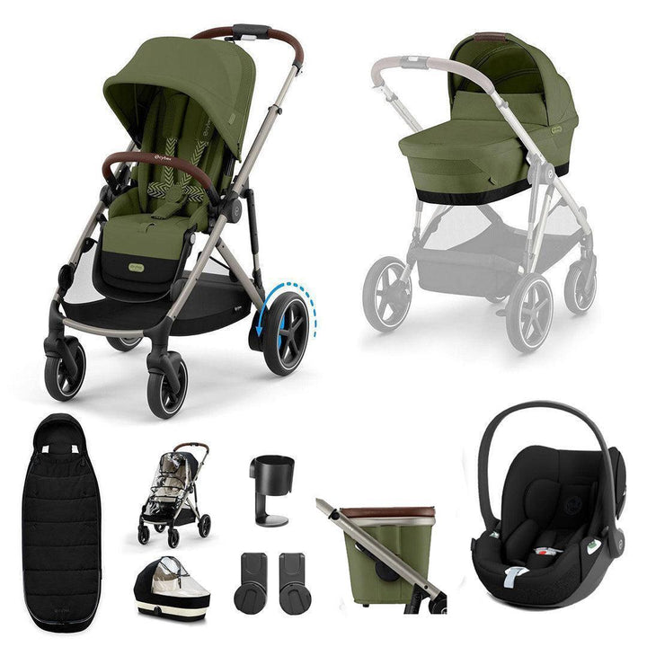 CYBEX e-Gazelle S + Cloud T Travel System-Travel Systems-Almond Beige-No Base | Natural Baby Shower
