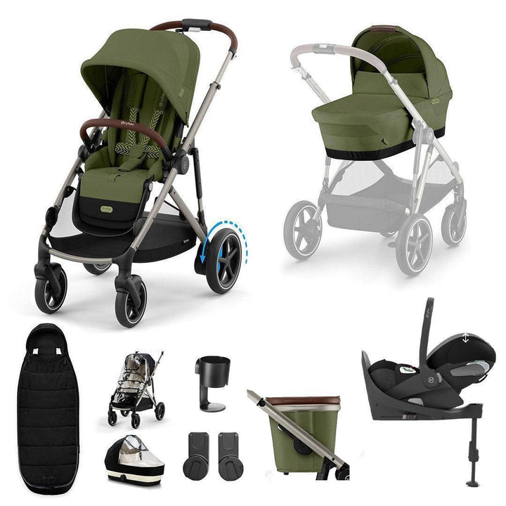 CYBEX e-Gazelle S + Cloud T Travel System-Travel Systems-Almond Beige-No Base | Natural Baby Shower
