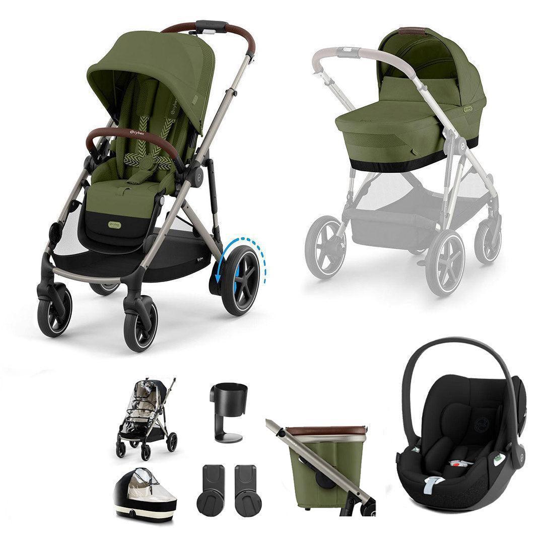 CYBEX e-Gazelle S + Cloud T Travel System-Travel Systems-Almond Beige-No Base | Natural Baby Shower