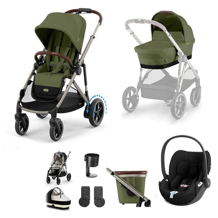 CYBEX e-Gazelle S + Cloud T Travel System-Travel Systems-Almond Beige-No Base | Natural Baby Shower