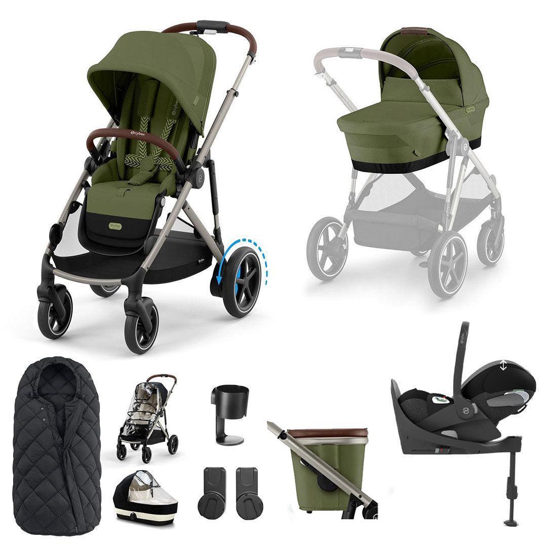CYBEX e-Gazelle S + Cloud T Travel System-Travel Systems-Almond Beige-No Base | Natural Baby Shower