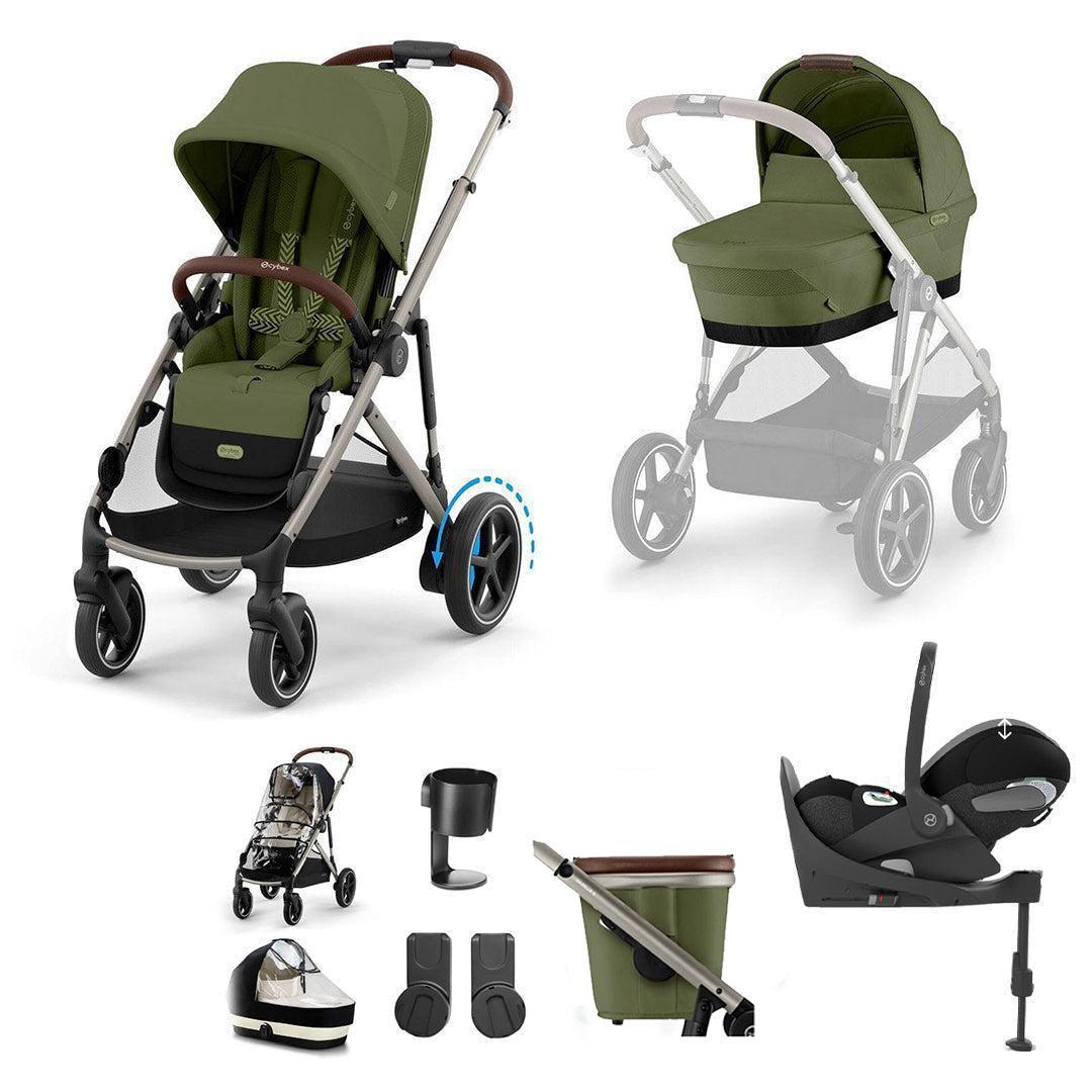 CYBEX e-Gazelle S + Cloud T Travel System-Travel Systems-Almond Beige-No Base | Natural Baby Shower