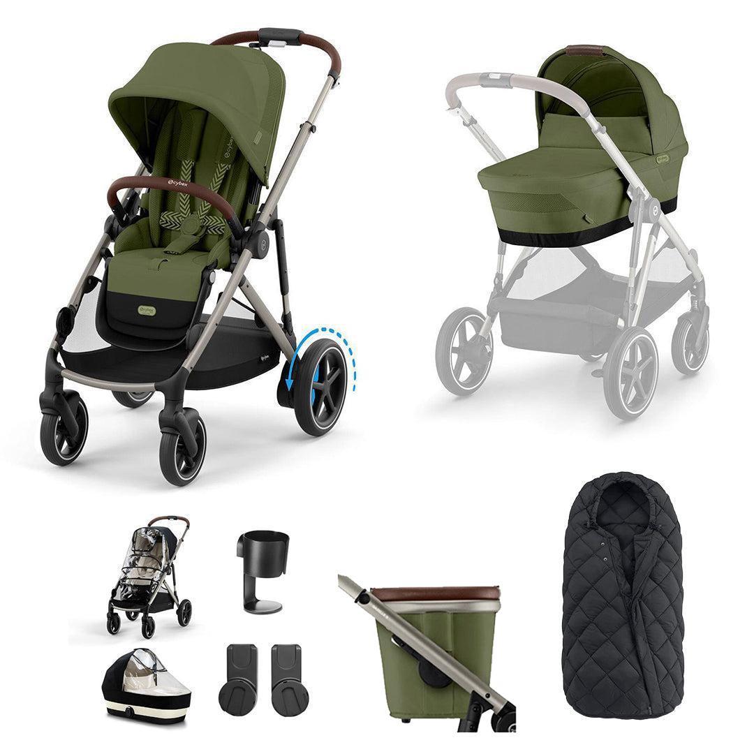 CYBEX e-Gazelle S Essential Pushchair Bundle-Stroller Bundles-Moon Black-No Footmuff | Natural Baby Shower