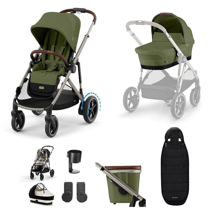 CYBEX e-Gazelle S Essential Pushchair Bundle-Stroller Bundles-Moon Black-No Footmuff | Natural Baby Shower