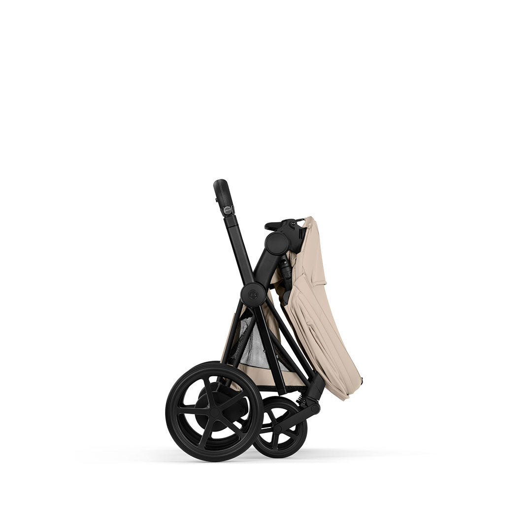 CYBEX e-Priam Comfort Pushchair & Foldable Carrycot - Cozy Beige/Black-Strollers-Cozy Beige/Black- | Natural Baby Shower
