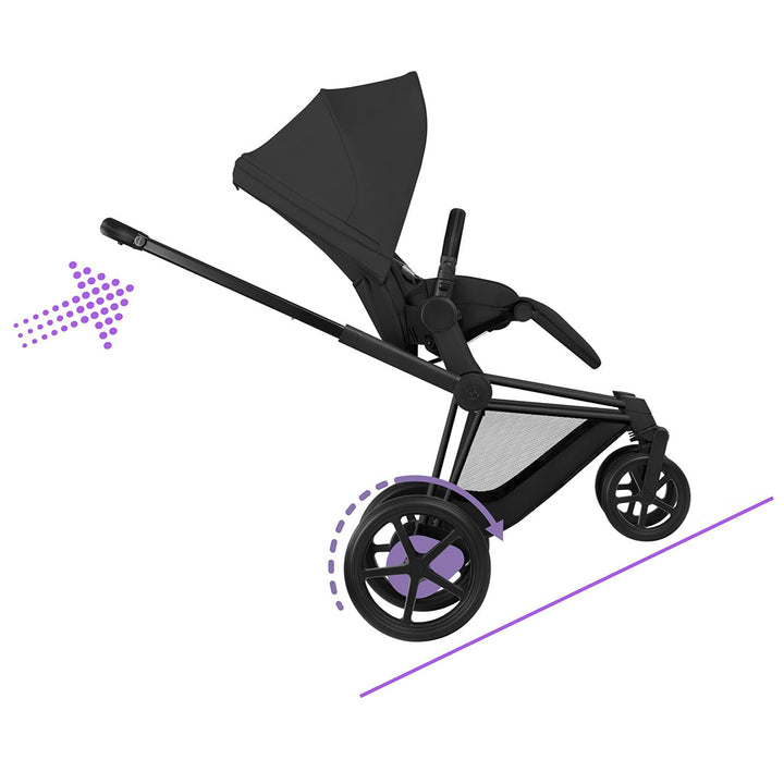 CYBEX e-Priam Comfort Pushchair & Foldable Carrycot - Sepia Black/Black-Strollers-Sepia Black/Black- | Natural Baby Shower